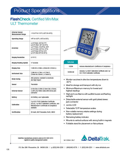 FlashCheck Certified Min/Max Alarm Thermometer