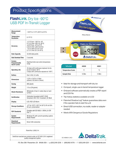 FlashLink Dry Ice USB PDF In-Transit Logger